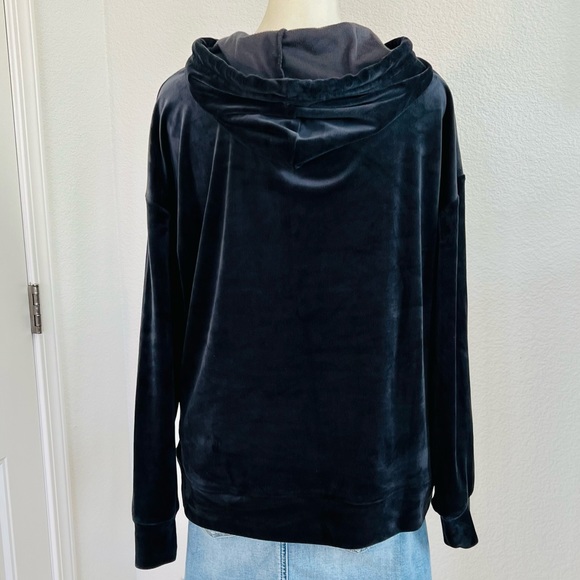 Green Tea Velour Navy Blue Classic & Cozy Pullover Kangaroo Pocket Hoodie - Picture 3 of 5